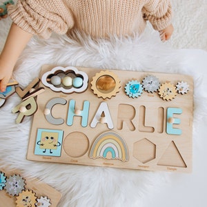 Personalized Busy Board. 1st Birthday Girl Gift. Montessori Board For Toddlers. Wooden Sensory Toys. Educational Toy. Custom Niece Gift. image 9