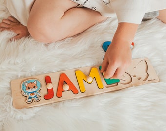 Custom Name Puzzle 1st Birthday Boy Gift Personalized Sensory Toys For Toddlers Baby Shower Gift Montessori Educational Toy 1 Year Old