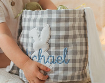 Easter Basket With Bunny Ears. Embroidered Basket. Easter Egg Hunt. Personalized Gift For Kids. Custom Easter Baby Gift. Toddler Easter Bag.