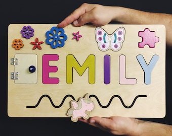 1st Birthday Gift Wooden Toy Baby Girl Gift Personalized Name Puzzle 1st Birthday Wood First