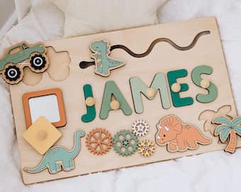Baby Boy Montessori Busy Board, First Christmas Gift For Kids, 1st Birthday Personalized Gift, Custom Toddler Wooden Toys, Baby Shower Gift