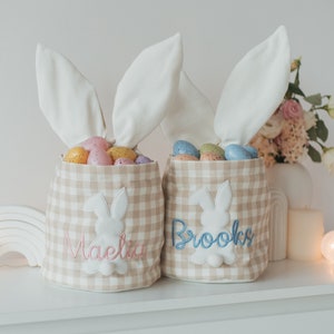 Erster Osterkorb. Personalisierte gestickte Korb. Hasenkörbe für Kinder. Baby Boy & Baby Girl Osterkörbchen. Ostergeschenk für Kleinkinder.