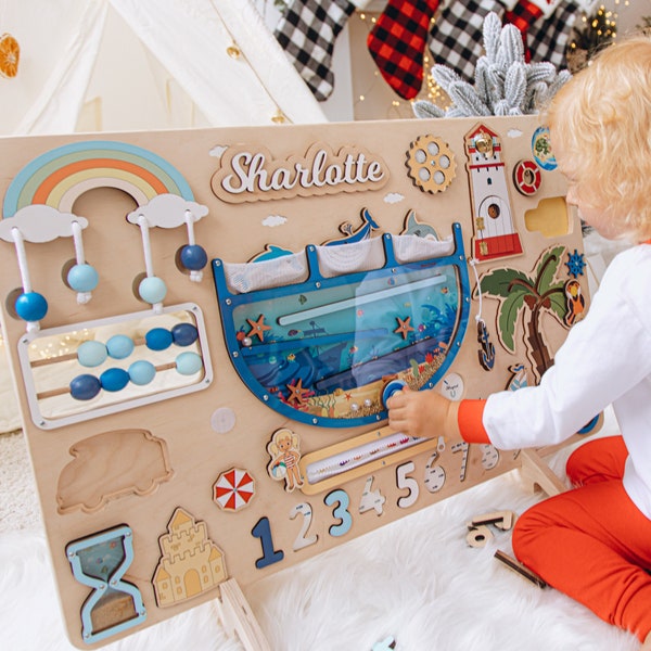 Maxi Busy Boards For Toddlers. Personalized Gifts For Kids. Wooden Baby Toys. Montessori Board 1 2 3 Year Old. Sensory Activity Boards.