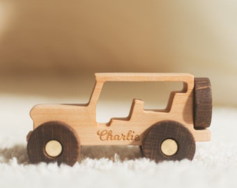Toy Jeep With Child's Name. Wooden Toys For Toddlers. Personalized Baby Boy Gift. Sensory Kids Toys. Keepsake Birthday Gift. Custom Toy Car.