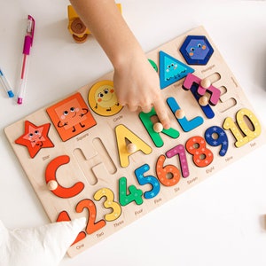 Cute Educational Name Puzzle. 2 Year Old Gift Personalized. Montessori Board. Wooden Sensory Toys For Toddlers. Easter Gifts For Kids.