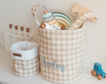 Personalized Toy Basket, Nursery Storage, Custom Baby Shower Gift, Kids Fabric Basket, Embroidered Basket for Storing Toys, Storage Basket
