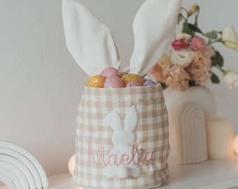 Easter Basket With Bunny Ears. Kids Embroidered Baskets. Personalized Easter Egg Hunt Bag. Easter Decor. First Easter Basket. Gift For Kids.