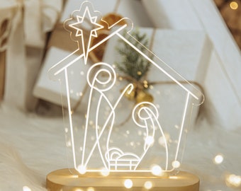 Christmas Accents. Holiday Night Light. Unique Nativity Scene. Christmas Gift. Seasonal Home Decoration. Christmas Ornament. Family Present.