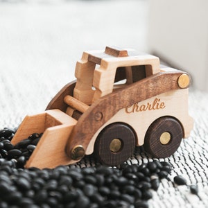 Personalized Wooden Loader Truck Toy Construction Toy Vehicles 1st Birthday Gift Outdoor Toddler Toy First Easter Baptism Boy Gift