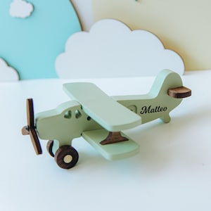 Personalized Wooden Montessori Toy Plane Kids Pretend Play Handmade Wooden Toy Airplane Baby Shower Gift Toys for 3 Years Old Easter Gift