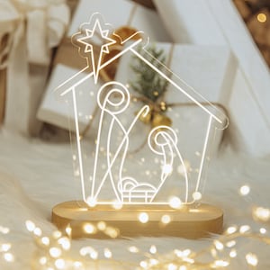 Christmas Accents. Holiday Night Light. Unique Nativity Scene. Christmas Gift. Seasonal Home Decoration. Christmas Ornament. Family Present.