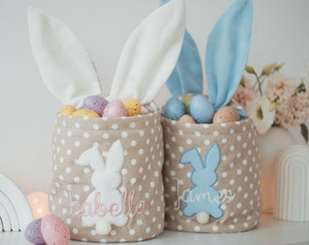 Personalized Fabric Easter Basket, Custom Baby Girl Easter Basket, Customized Baskets For Kids, Embroidered Name Easter Basket, Easter Gifts