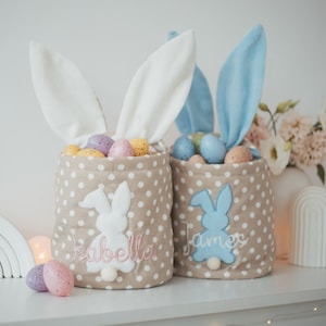 Personalisierter Stoff-Osternkorb, individueller Baby-Osternkorb, maßgeschneiderte Körbe für Kinder, gestickter Name-Osternest, Ostergeschenke