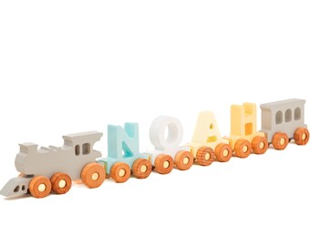 Personalized Train. Wooden Letter Train. Birthday Gift For Kids. Custom Gifts. Montessori Toy For Toddlers. Baby Shower Gift. Nursery Decor.