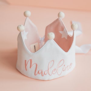 Baby Girl Crown, 1st Birthday Crown Personalized, Crown With Embroidery Name, Toddlers Holiday Outfit, Kids Party Supplies, Custom Name Sign
