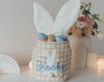 Boys Easter Basket. Fabric Easter Bag With Embroidered Name. Personalized Basket For Kids. Easter Egg Hunt Basket. Toddler Basket With Name.