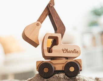 Wooden Toy Construction Cars With Names. Personalized Birthday Boy Gifts. Sensory Toys For Toddler. Fidget Toys. Kids Pretend Play Toys.