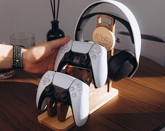 Personalized Gift for Him Controller Stand | Headphone Holder | Unique Handmade Gifts For Husband Groomsman Boyfriend Dad Video Gamer Gifts
