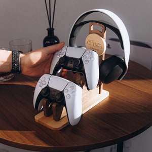 Personalized Gift for Him Controller Stand | Headphone Holder | Unique Handmade Gifts For Husband Groomsman Boyfriend Dad Video Gamer Gifts