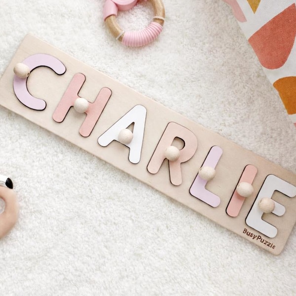 Custom Name Puzzle, Personalized Baby Gift, Baby Shower Gift, 1st Birthday Gift, Wooden Montessori Toy, Toddler Nursery Kids Decor