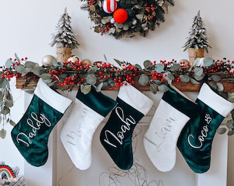 Upgrade Your Holiday Decoration. Personalized Embroidered Velvet Christmas Stockings. X-mas Accents. Christmas Family Gifts. Seasonal Decor.