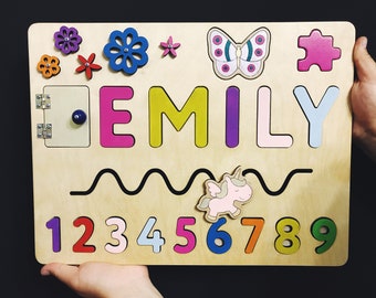 First Birthday Gift Baby Girl Gift Personalized Name Puzzle First Birthday Wooden Toy Childrens Wood