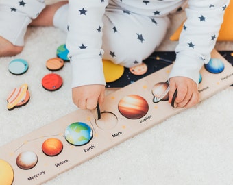 Solar System Puzzle - Wooden Montessori Toys - Easter Gifts For Kids