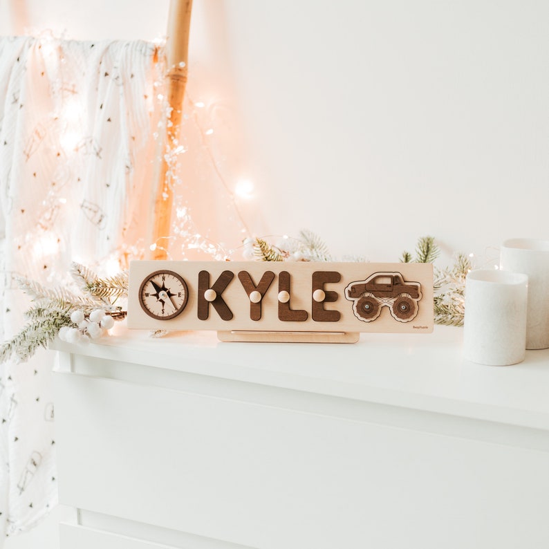Baby Wood Toy Name Puzzle Birthday Gift Girl Wooden Name Etsy