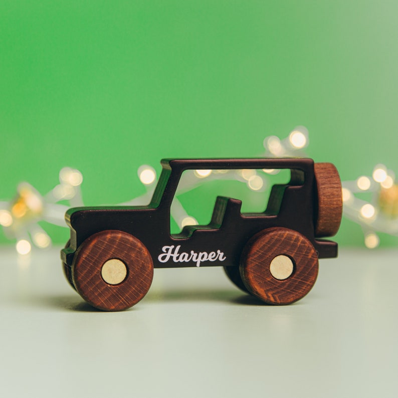 26 car designs available 1st Birthday gift Toddler toy jeep Personalised baby boy gifts Wooden kids toys with name First Christmas gift image 1