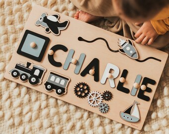 Personalized Busy Name Puzzle Montessori Toys 1 2 3 Year Old Busy Board for Baby Boy Educational Sensory Board Educational Sensory Board