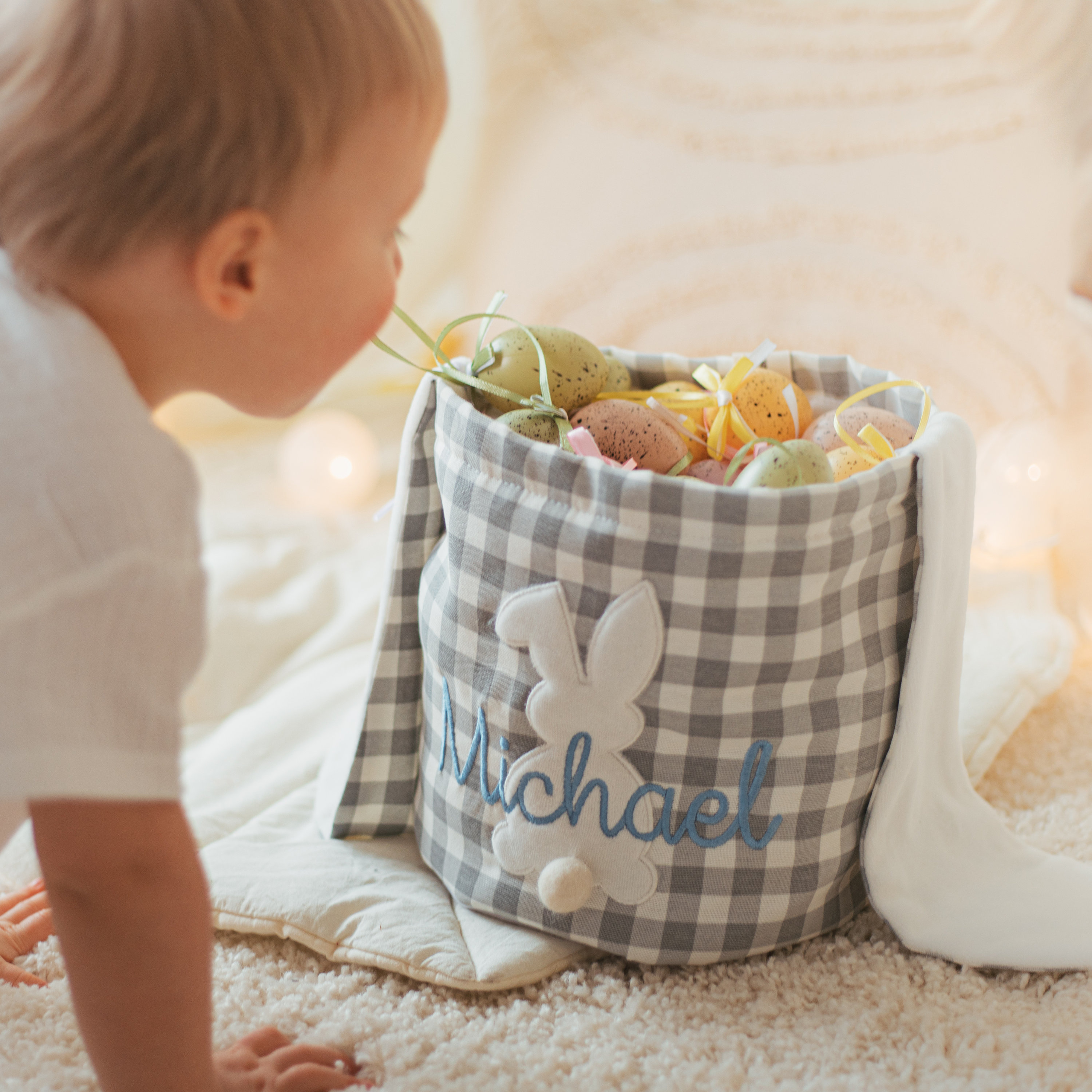 Personalized Easter Basket. Custom Embroidered Easter Bunny. Kids Easter Basket. Baby Girl And Boy Basket. Egg Basket For Easter Activities.