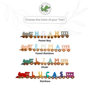 Personalized Train Name With Magnets Christmas Gift Toddler Wooden Toy Birthday Boy Baby Shower Baptism Gift Newborn Keepsake Gift Easter image 4