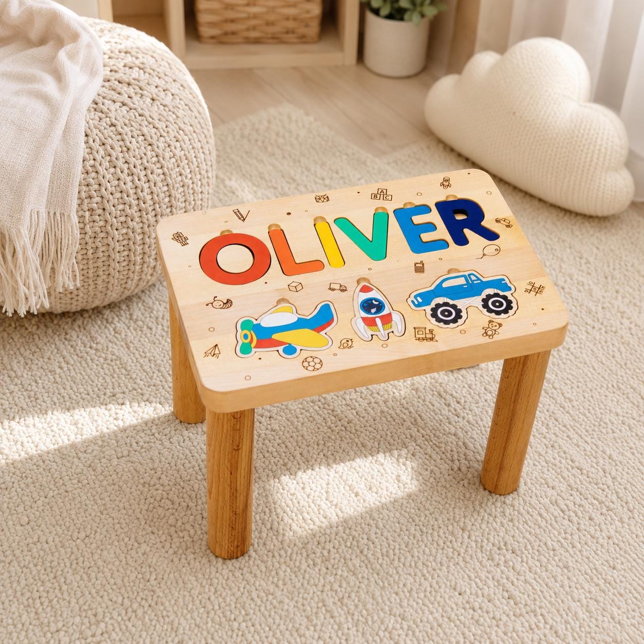 Kids Stool With Trucks - Etsy Canada
