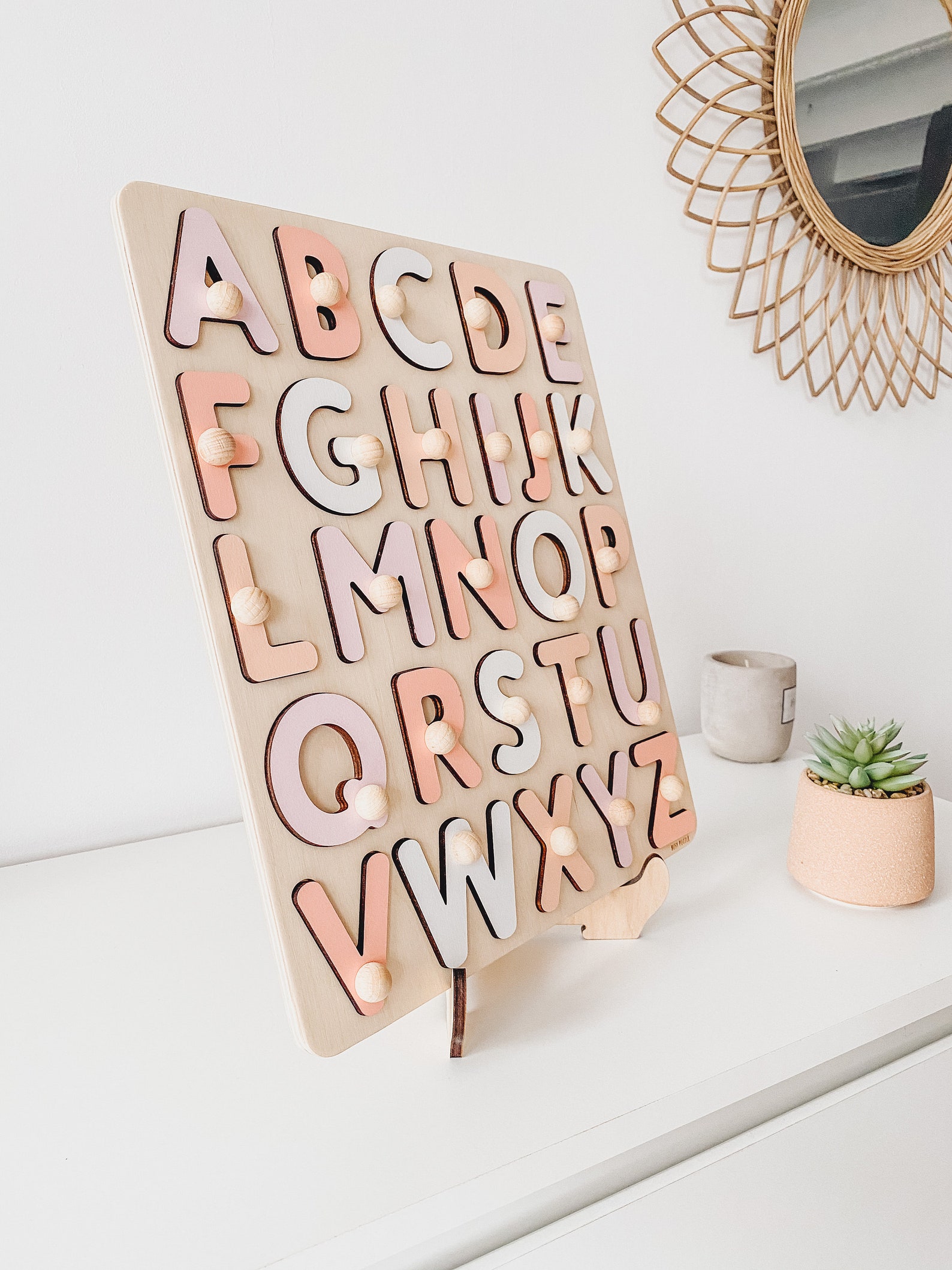 Pink Pastel Wooden Alphabet Puzzle | Etsy