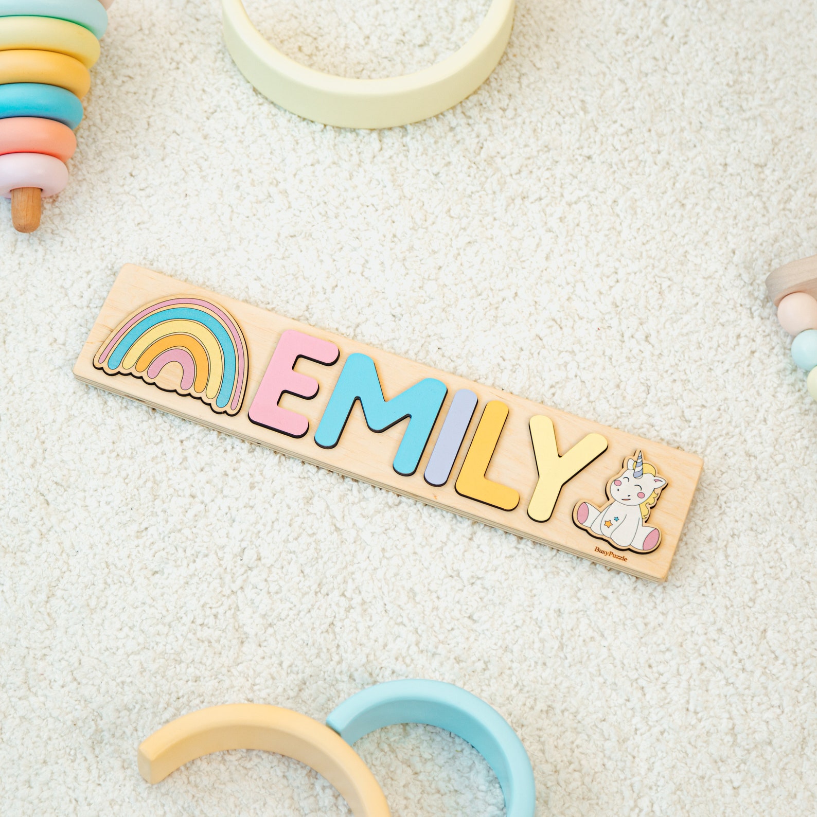 Name Frame Toy Name Puzzle Girl Wooden Toy With Butterfly at Extra Charge Kids Name ...