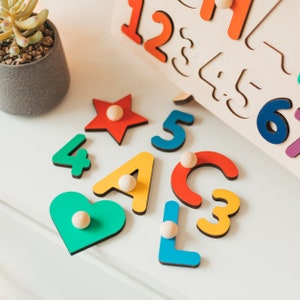 Namenspuzzle aus Holz mit Formen und Zahlen, Lernspielzeug für Kleinkinder, Geburtstags und Weihnachtsgeschenke für Kinder, personalisiertes Kindergeschenk Bild 8