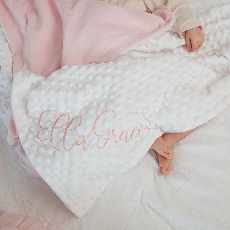 Baby Blanket Personalized, Custom Baby Name Blanket, Newborn Minky Blanket, Baby Shower Gift, Newborn Girl Gift, Cotton Blanket With Name image 1