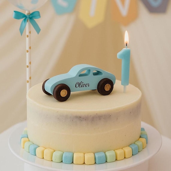 Fast One Birthday Cake Topper. Wooden Toy Car With Name. Personalized Gift For Toddler. Car Cake Topper. 1st Birthday Boy Gift.