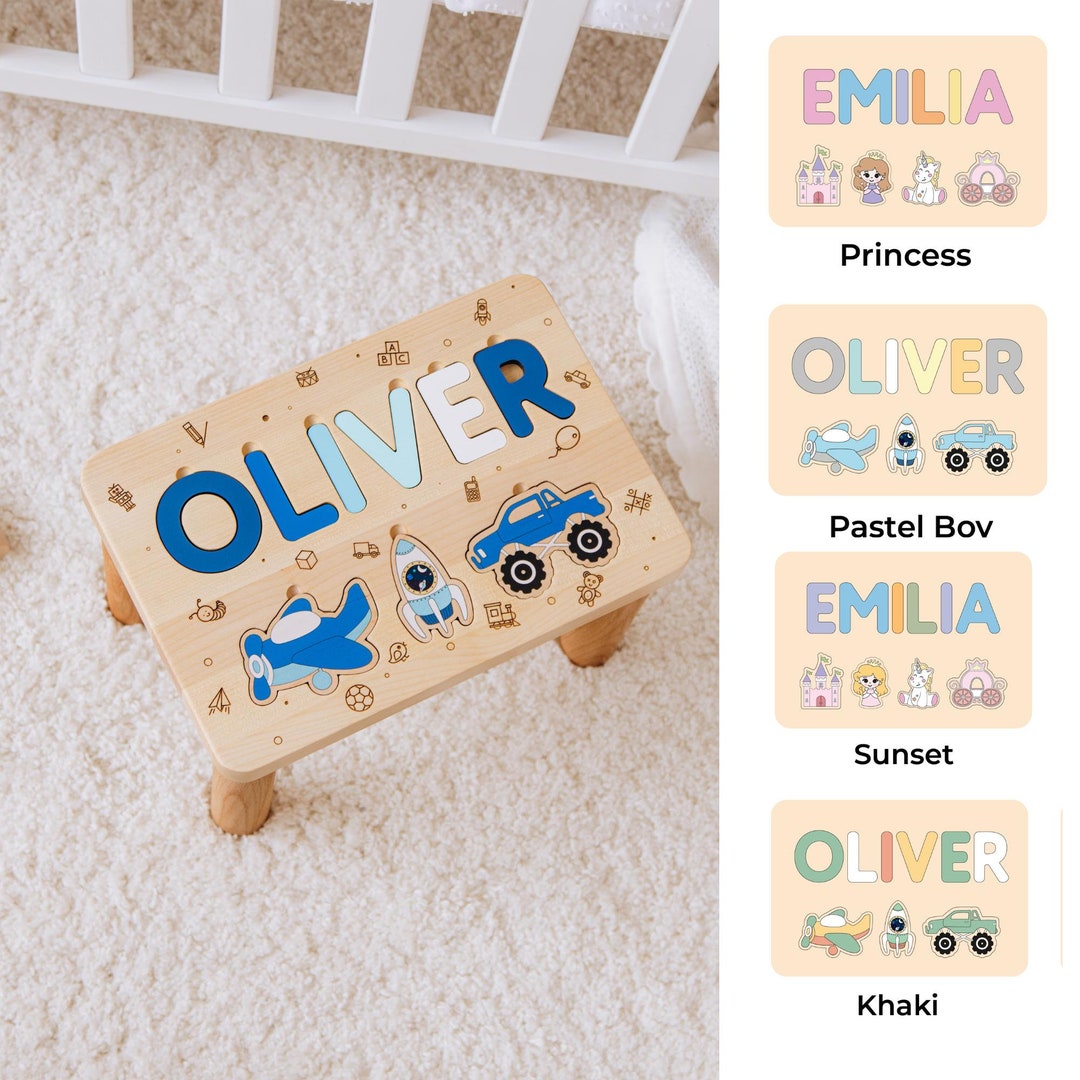 Personalized Name Puzzle Stool Toddler Step Stool 1 2 Year Old Gift ...