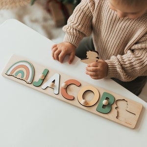 Baby Girl and Baby Boy Name Puzzle by BusyPuzzle, Easter Gift For Kids, 1 Year Old Birthday Gift, Montessori Toys image 1