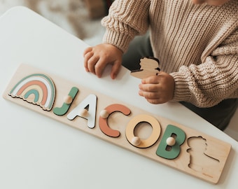 Baby Girl and Baby Boy Name Puzzle by BusyPuzzle, Easter Gift For Kids, 1 Year Old Birthday Gift, Montessori Toys