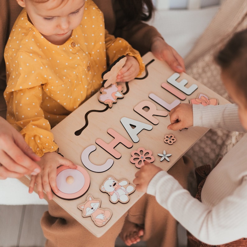 Pink Busy Board for Girls - Name Puzzle for Kids - Christmas Gifts For Toddlers 