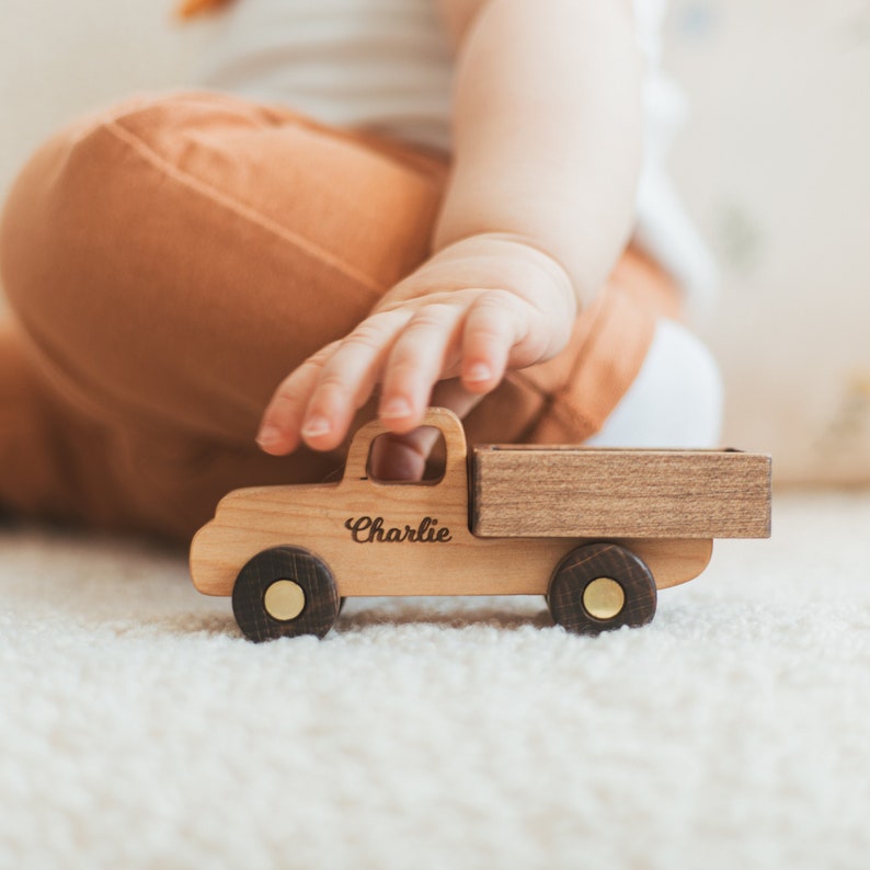 Custom Wooden Toy Cars, Collect Busy Puzzle Cars, Baby Boy Gift Personalized, Montessori Sensory Toddler Toys, Custom Truck With Name image 1