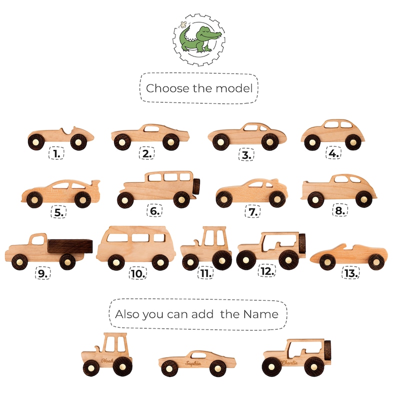 Collect Wooden Cars Set. 13 Designs Available. Toddler Toys. Personalized Gift For Kids. Sensory Baby Toys. Eco Frindly Toys. Birthday Gift. image 9