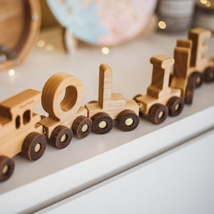 Wooden Train Toy With Name, Personalized Gifts For Kids, Baby Boy Gift, 1st Birthday, Nursery Decor, Montessori Toys For Toddlers, Easter image 1