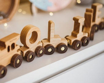 Wooden Train Toy With Name, Personalized Gifts For Kids, Baby Boy Gift, 1st Birthday, Nursery Decor, Montessori Toys For Toddlers, Easter