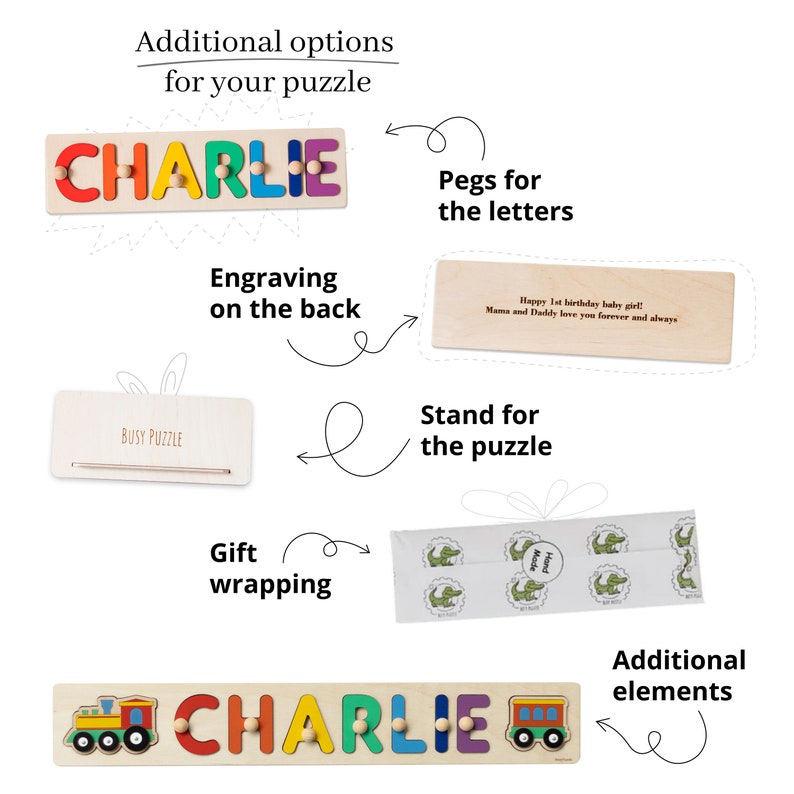 Personalized Name Puzzle With Pegs Gift for 1st 2nd 3rd Etsy