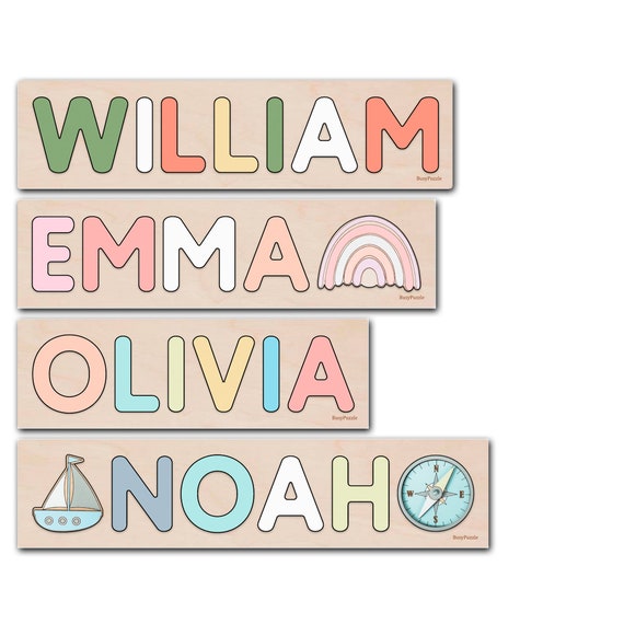 Personalized Name Puzzle With Pegs Montessori Toys Baby - Etsy