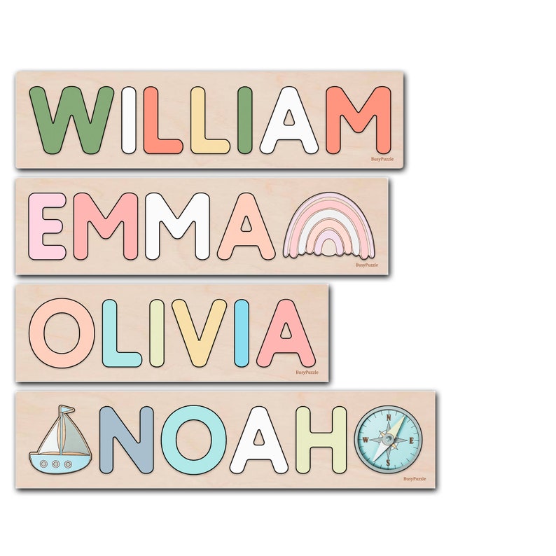 Personalized Name Puzzle With Pegs, Montessori Toys, Baby Gift,  First Christmas, Wooden Toys, Baby Shower Gift for Kids, Wood Name Puzzle 