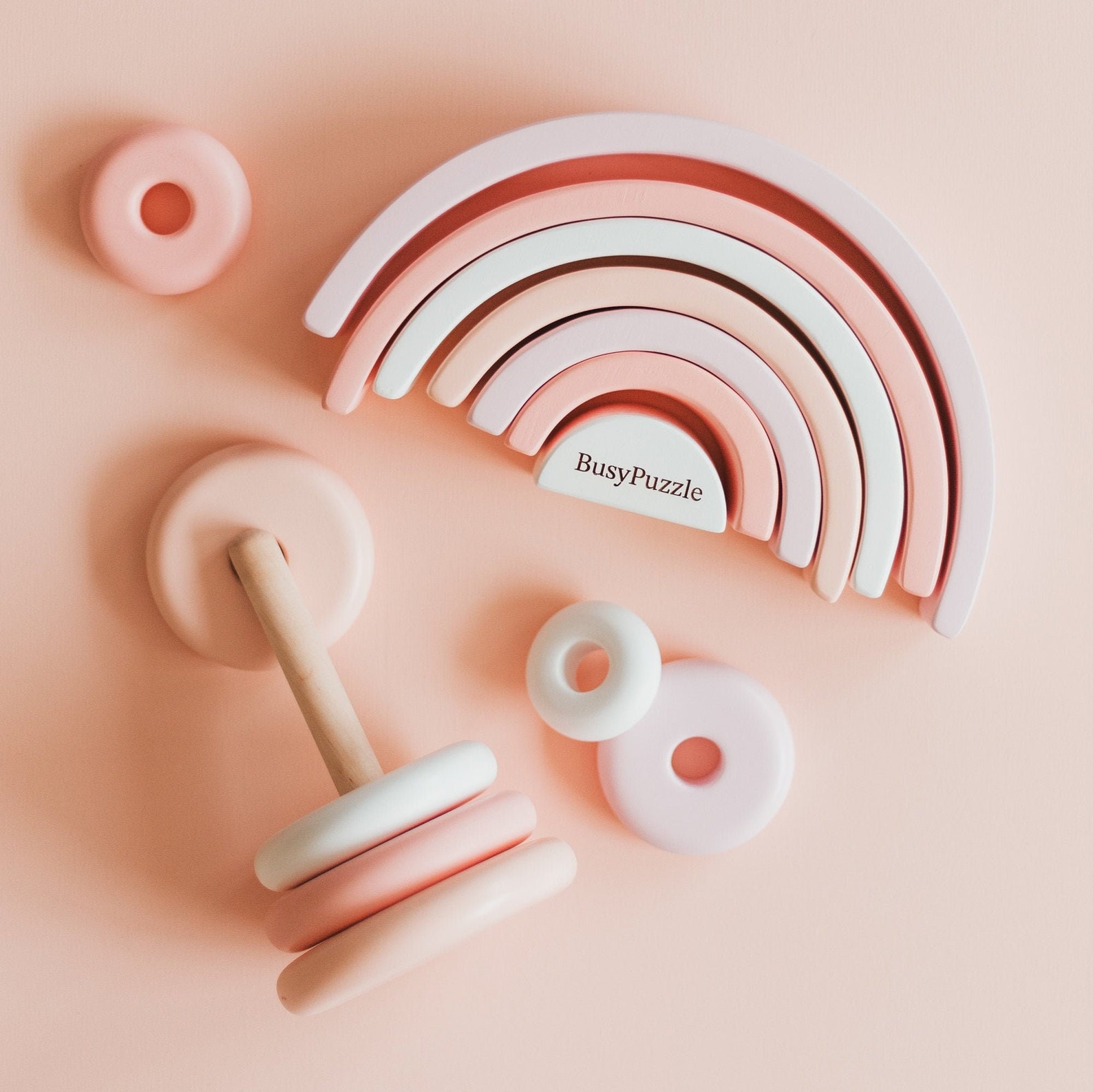 Pastel Pink Rainbow Stacker Wooden Rainbow Toy Boho Etsy